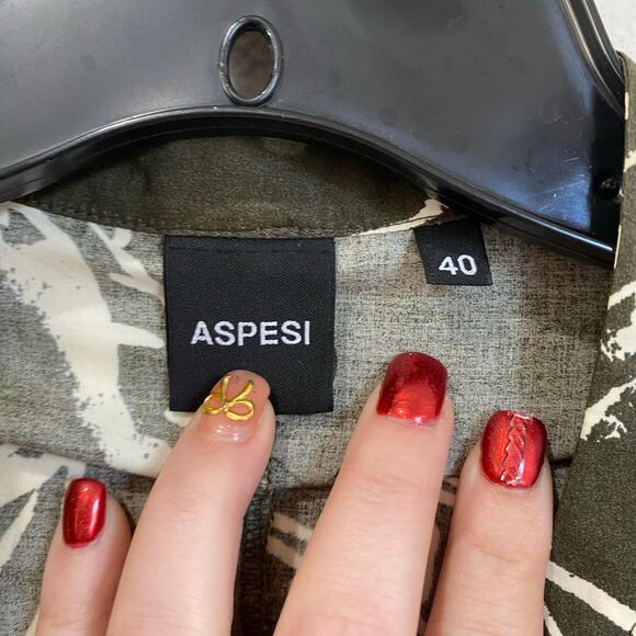 Aspesi Green Leave Printed Midi Length A-Line Dress Size 40 - Picture 4 of 10